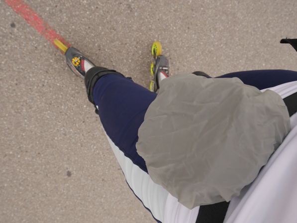 looking down a inline skates leg